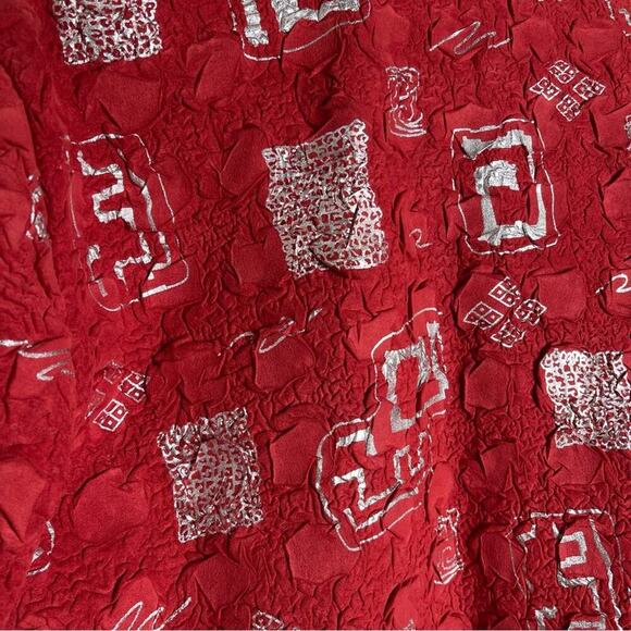 Vintage crinkle red quilted button front jacket holidays‎ size medium - Picture 3 of 5